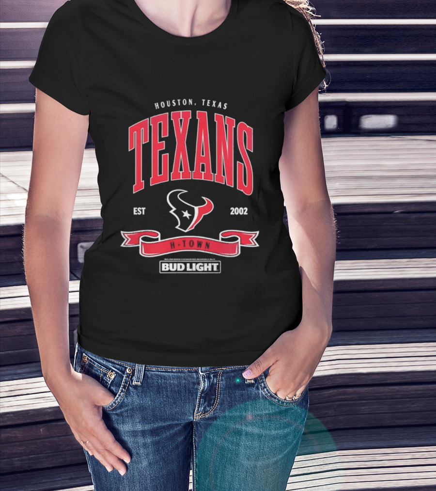 Houston Texas Texans EST 2002 Bud Light H Town T-Shirt