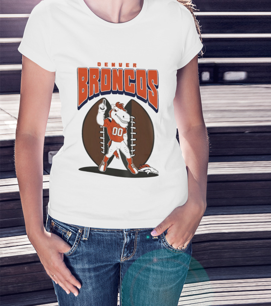 Denver Broncos 2026 Mascot Miles And Football T-Shirt