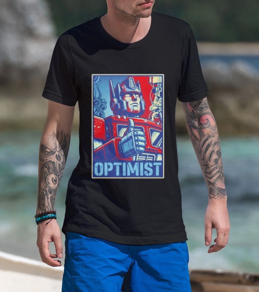 Optimus Prime Optimist Transformers Art Thumbs Up T-Shirt