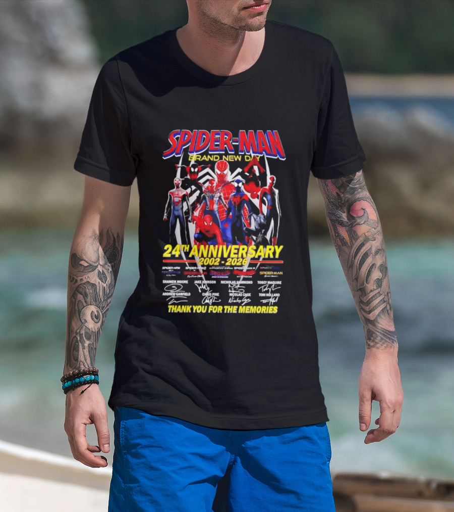 Spider Man Brand New Day 24th Anniversary 2002 2026 Thank You For The Memories T-Shirt