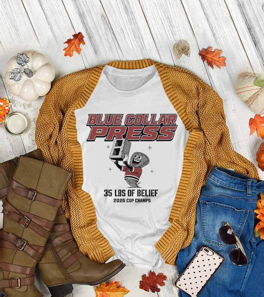 Carolina Hurricanes Blue Collar Press 35 LBS Of Belief 2026 Cup Winners T-Shirt