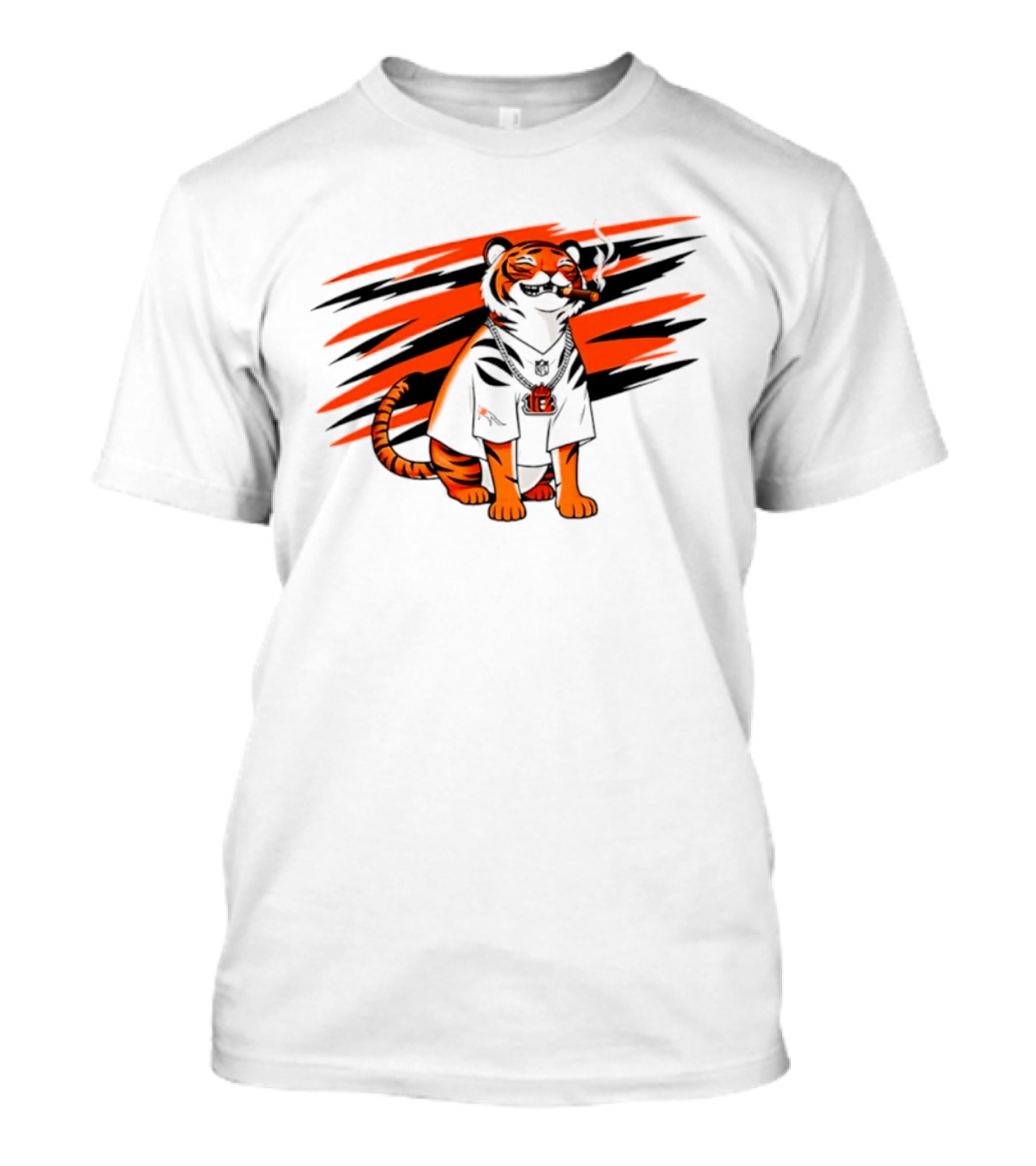 Cincinnati Bengals Tiger With Cigar And KGM Chain T-Shirt