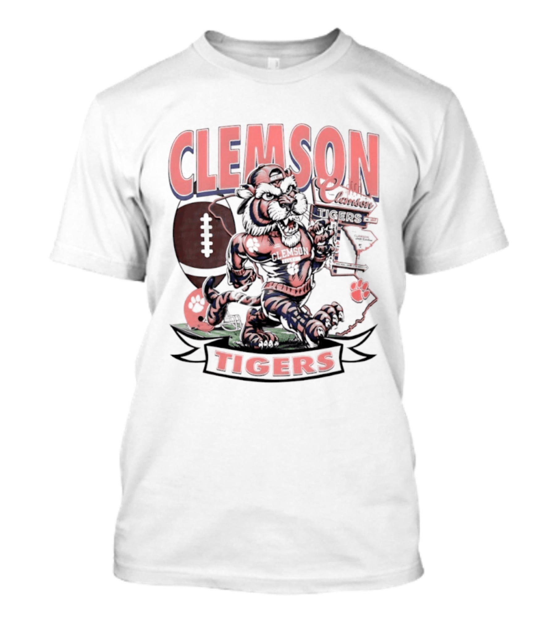 Clemson Tigers Football NCAA Cartoon T-Shirt
