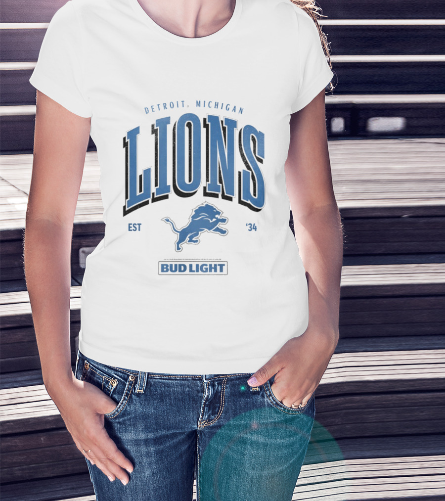 Detroit Michigan Lions Est '34 Bud Light T-Shirt