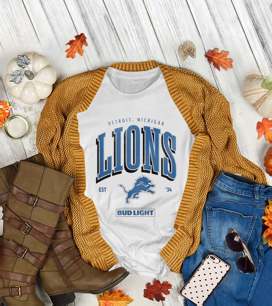 Detroit Michigan Lions Est '34 Bud Light T-Shirt