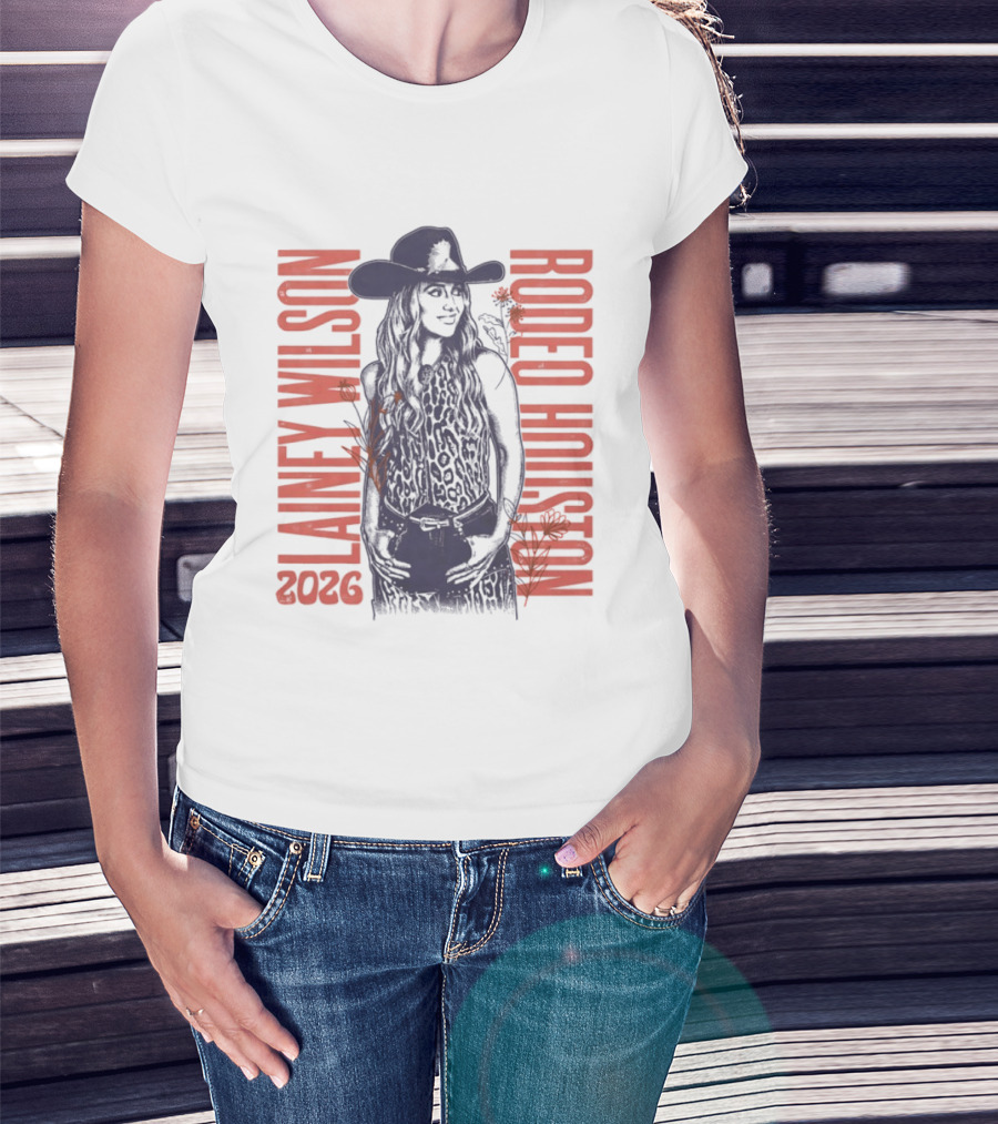 Lainey Wilson Rodeo Houston 2026 Country Music Western Style Cowboy Hat Floral T-Shirt