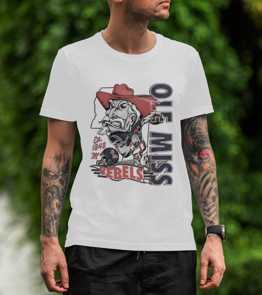 Ole Miss Rebels Est 1848 Vintage Colonel Reb NCAA Football T-Shirt