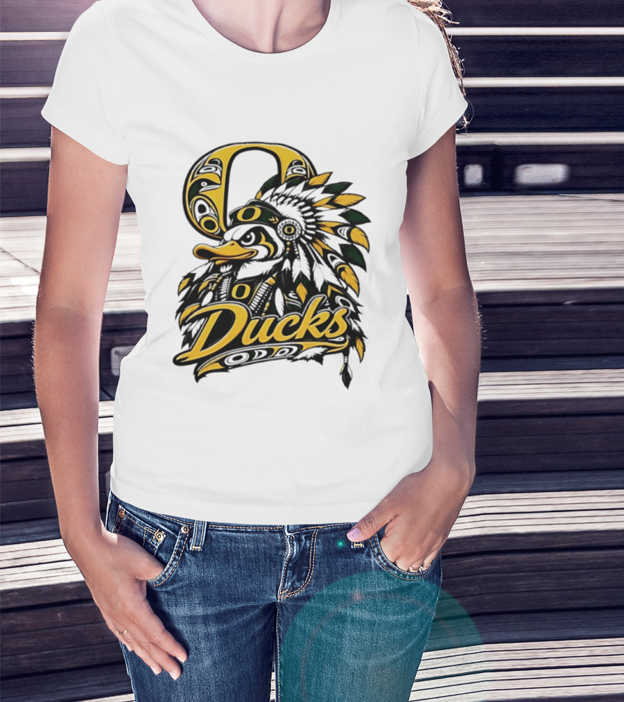 Oregon Ducks Native American Headdress Tribal T-Shirt