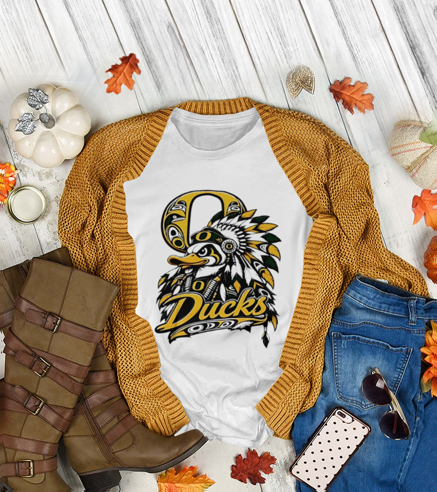 Oregon Ducks Native American Headdress Tribal T-Shirt