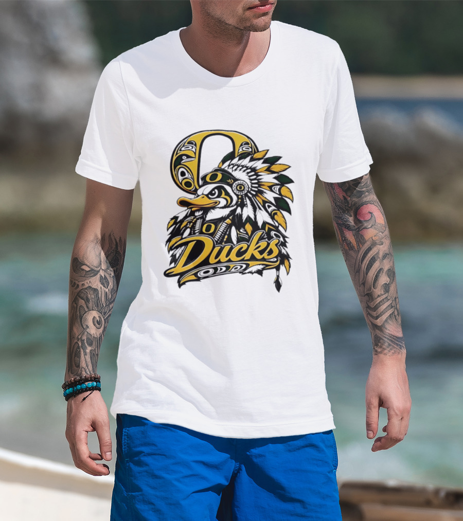 Oregon Ducks Native American Headdress Tribal T-Shirt