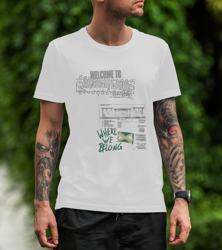 Welcome To Reggae Land 2026 Where We Belong Jamaica Flag T-Shirt
