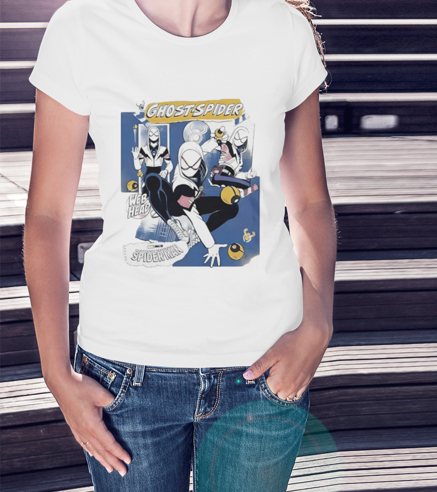 Ghost Spider Web Head Spider Man T-Shirt