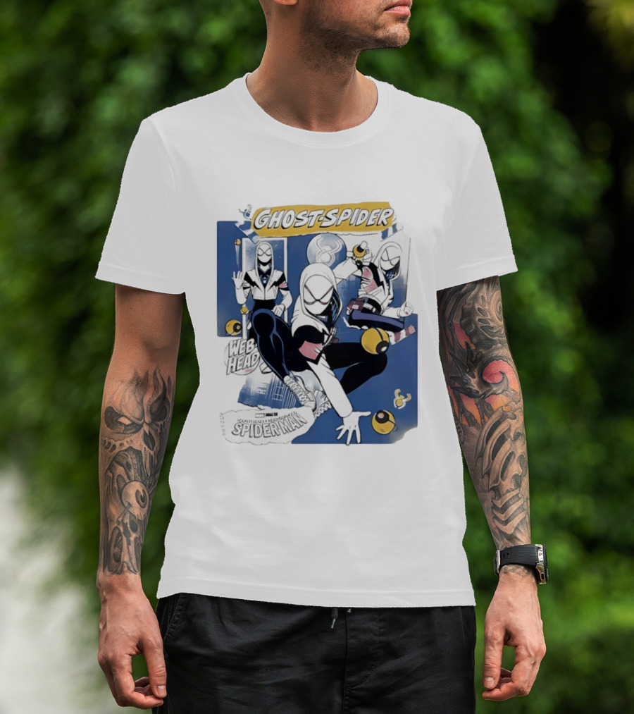 Ghost Spider Web Head Spider Man T-Shirt
