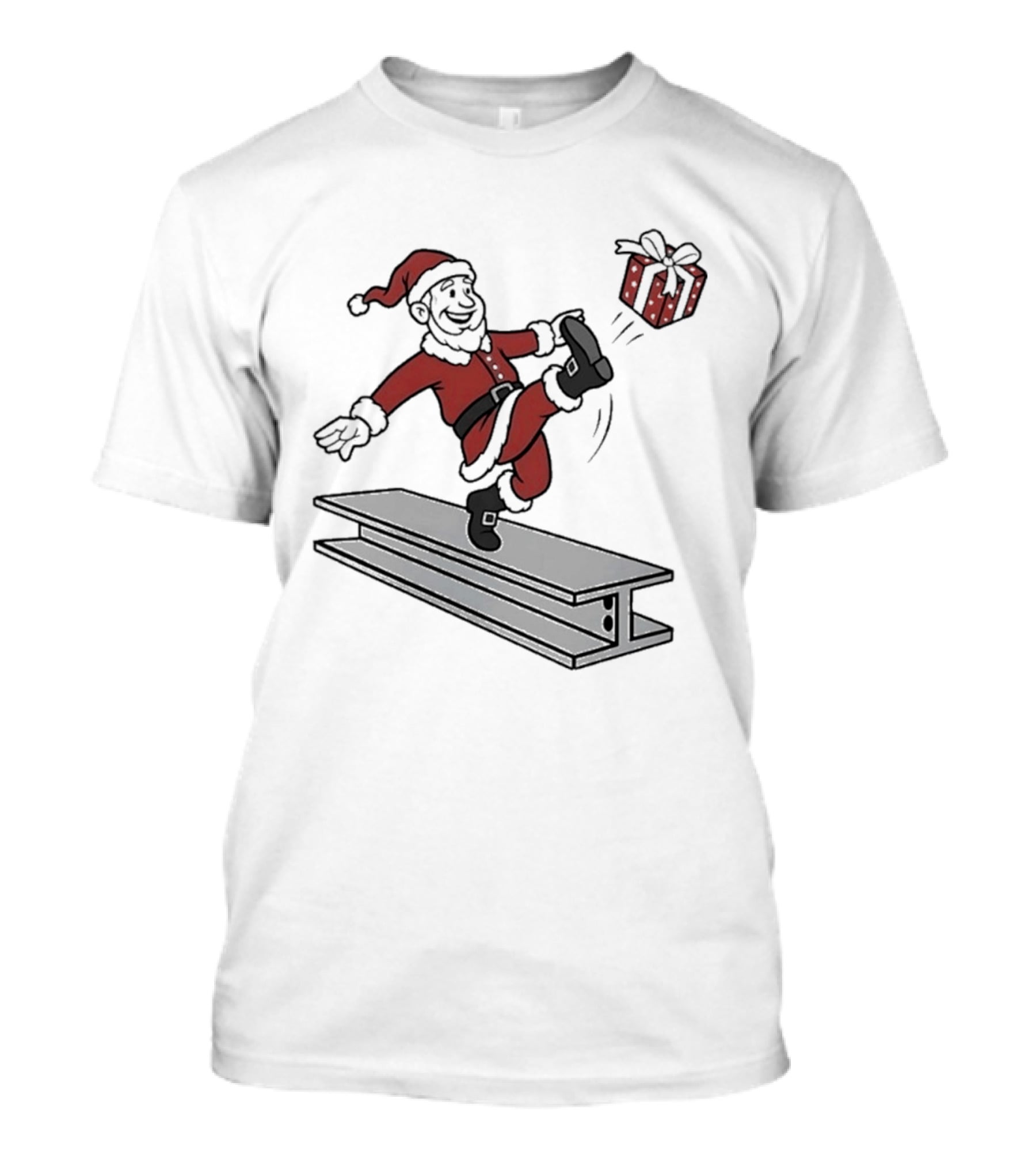 Steel City Santa Claus Dancing On Steel Beam With Holiday T-Shirt