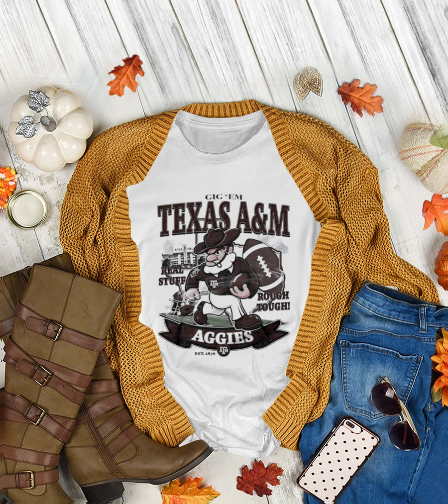Texas A&M Aggies Gig 'Em Real Stuff Rough Tough T-Shirt