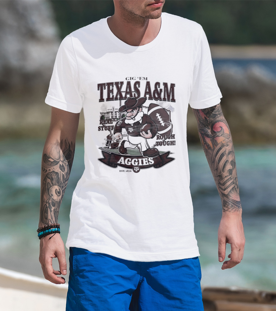 Texas A&M Aggies Gig 'Em Real Stuff Rough Tough T-Shirt