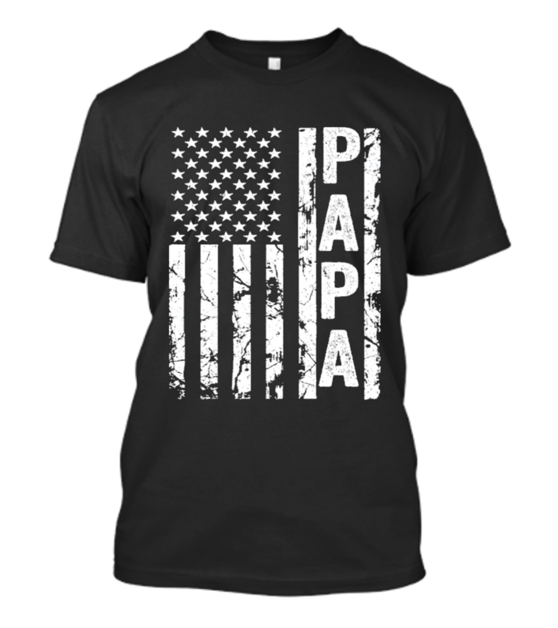 Papa USA Flag Distressed Style Stars And Stripes T-Shirt
