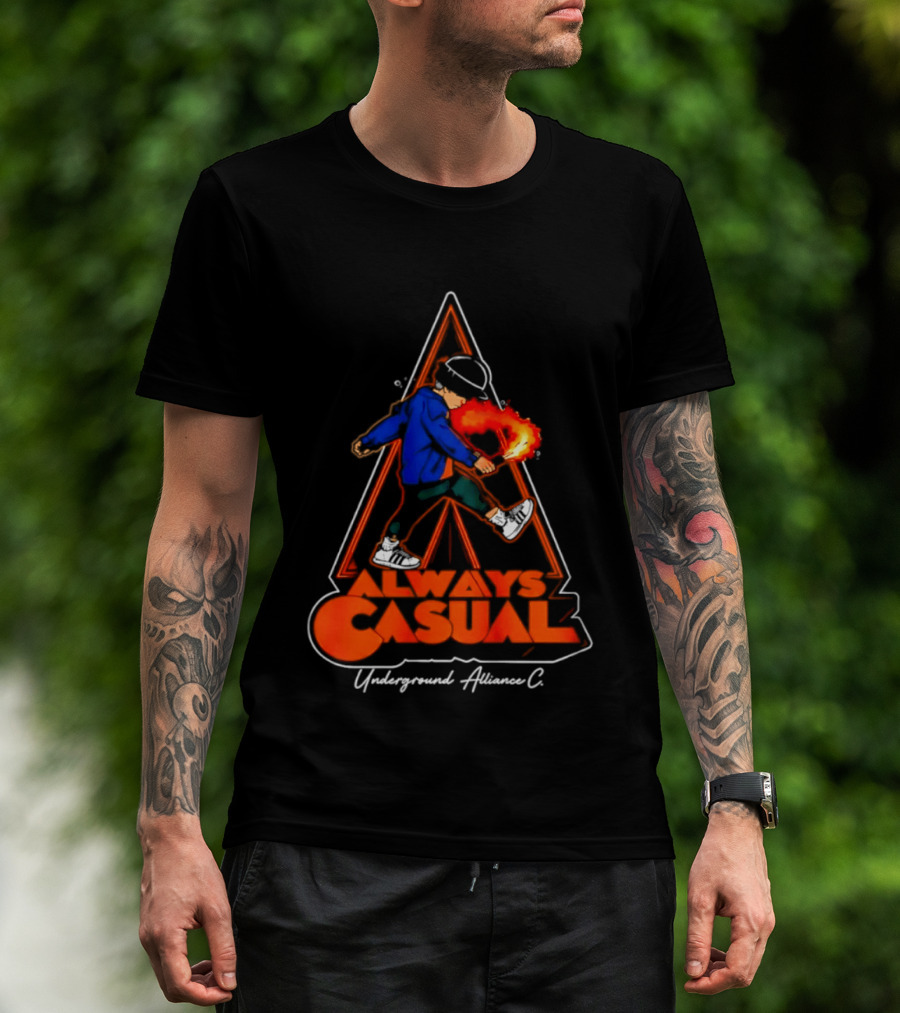 Always Casual Underground Alliance C Youth Flare Fire Backpack Street T-Shirt