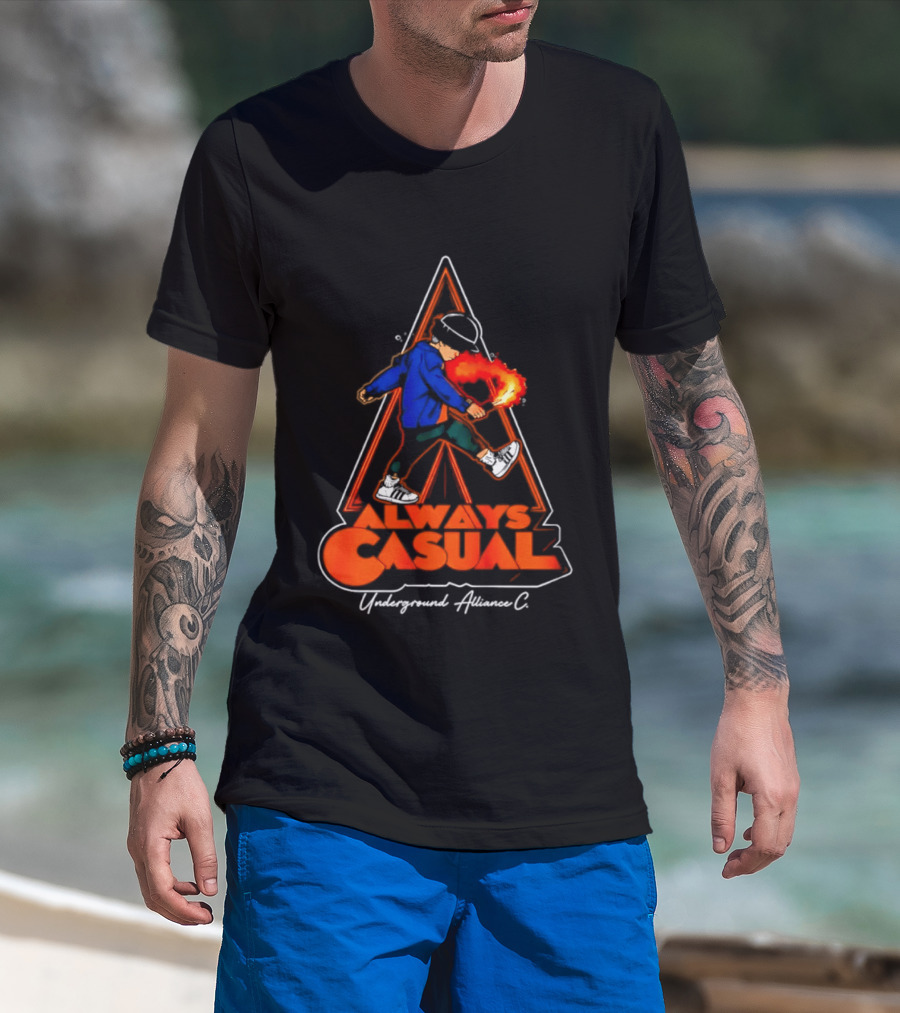 Always Casual Underground Alliance C Youth Flare Fire Backpack Street T-Shirt