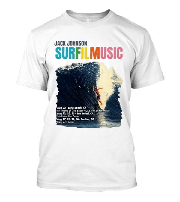 Jack Johnson Surf Film Music Long Beach Art Theatre Aug 23 2026 T-Shirt