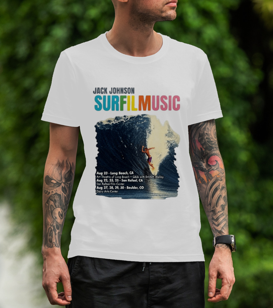 Jack Johnson Surf Film Music Long Beach Art Theatre Aug 23 2026 T-Shirt