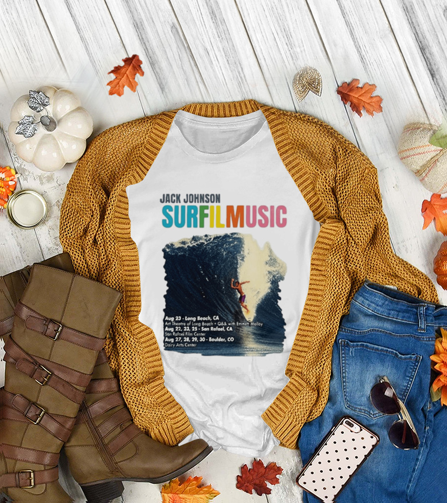 Jack Johnson Surf Film Music Long Beach Art Theatre Aug 23 2026 T-Shirt