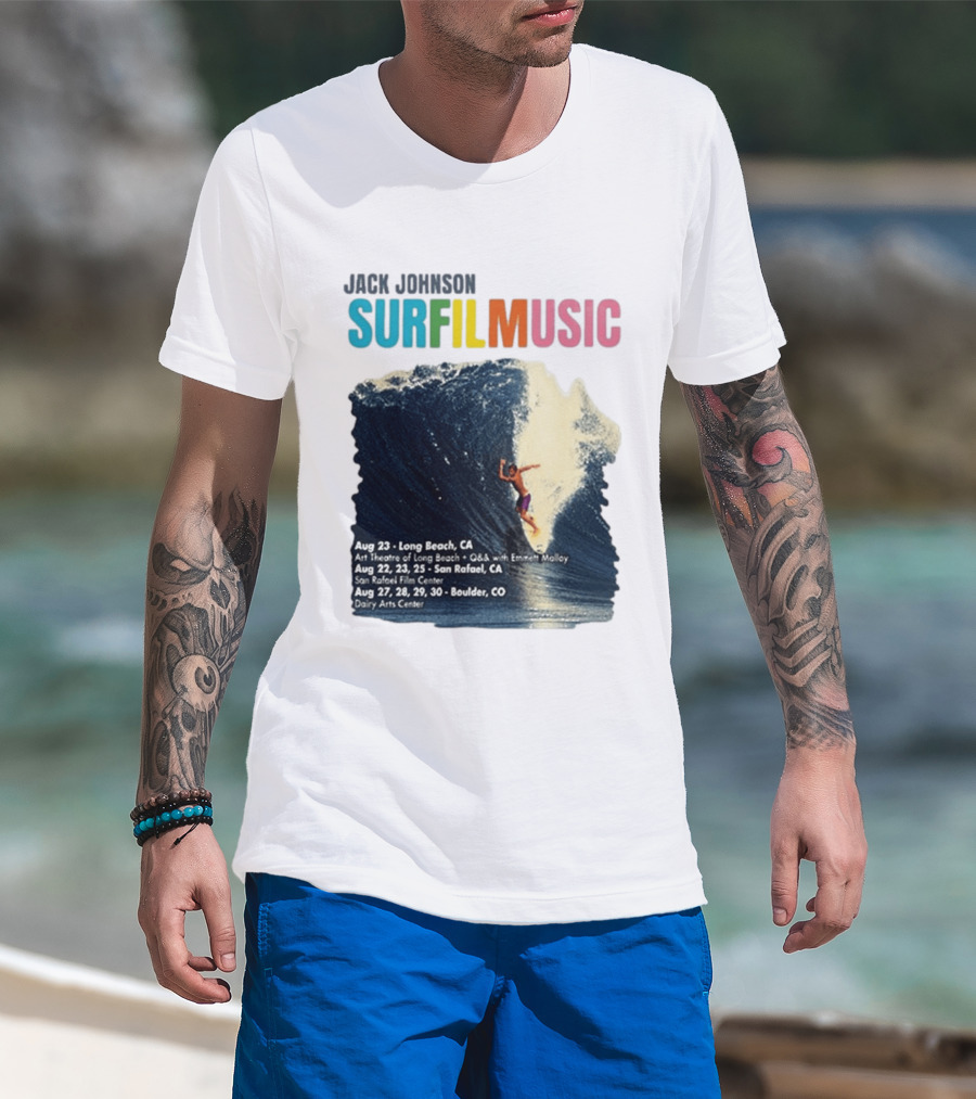 Jack Johnson Surf Film Music Long Beach Art Theatre Aug 23 2026 T-Shirt