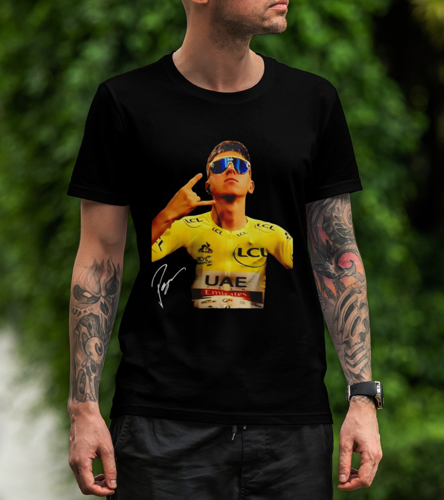 Tadej Pogacar UAE Emirates Cycling Team Slovenia LCL Yellow Jersey T-Shirt