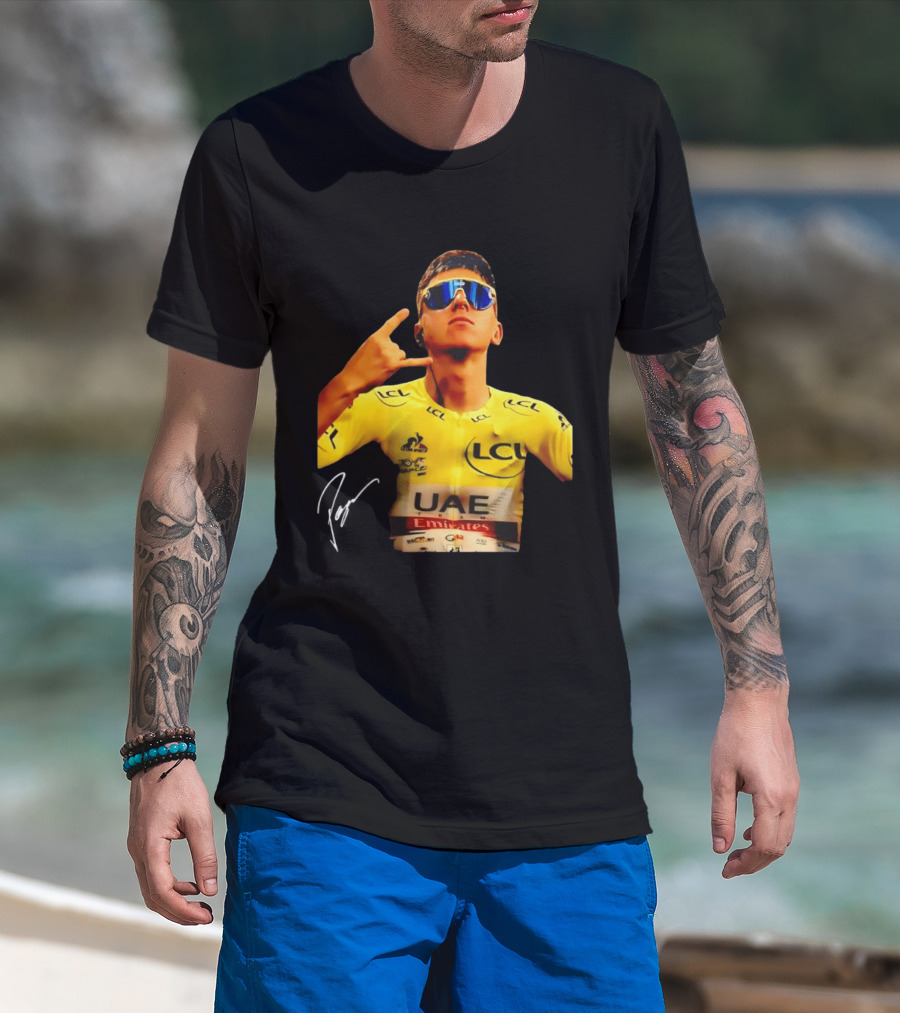 Tadej Pogacar UAE Emirates Cycling Team Slovenia LCL Yellow Jersey T-Shirt