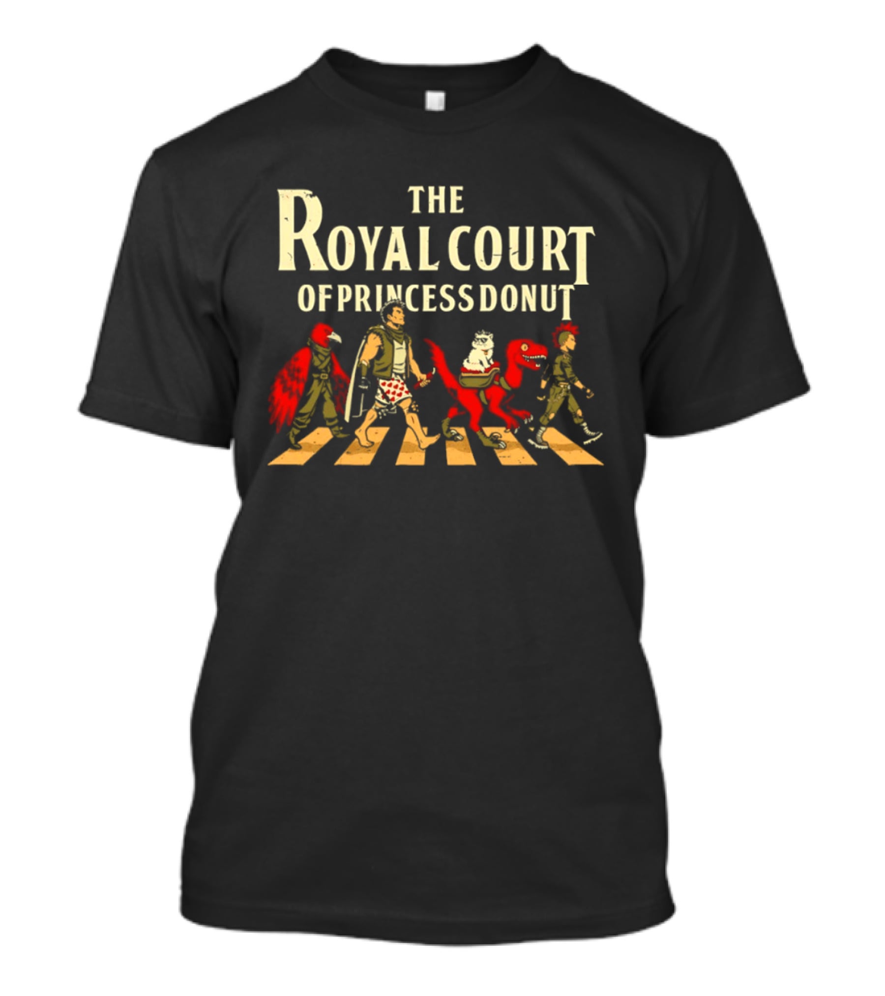The Royal Court Of Princess Donut Abbey Road Style Walking Medieval Fantasy Characters T-Shirt
