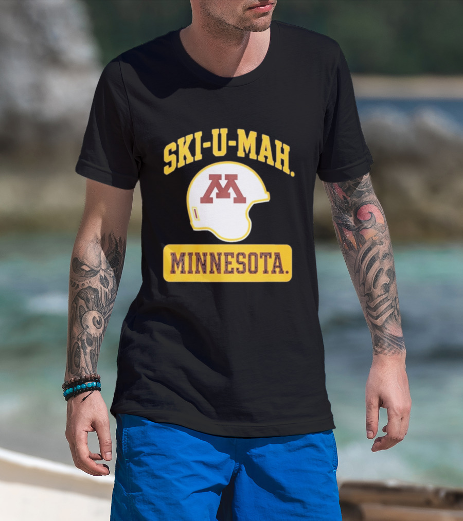 Mills Armbruster Ski U Mah Minnesota Football Helmet T-Shirt
