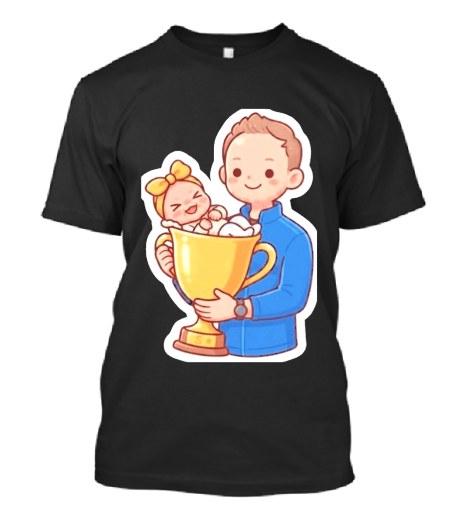 My Greatest Trophy Dad Holding Baby In Golden Cup T-Shirt