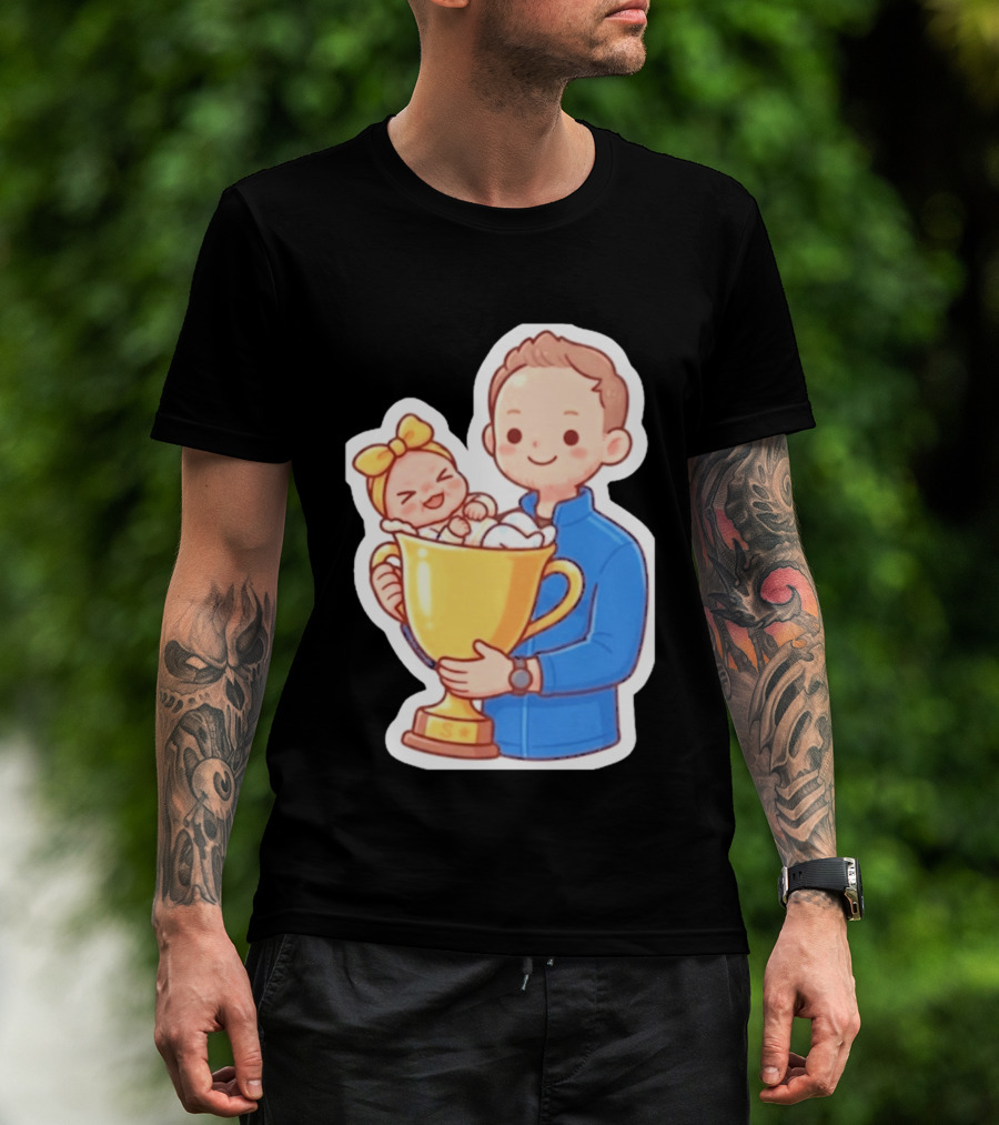 My Greatest Trophy Dad Holding Baby In Golden Cup T-Shirt