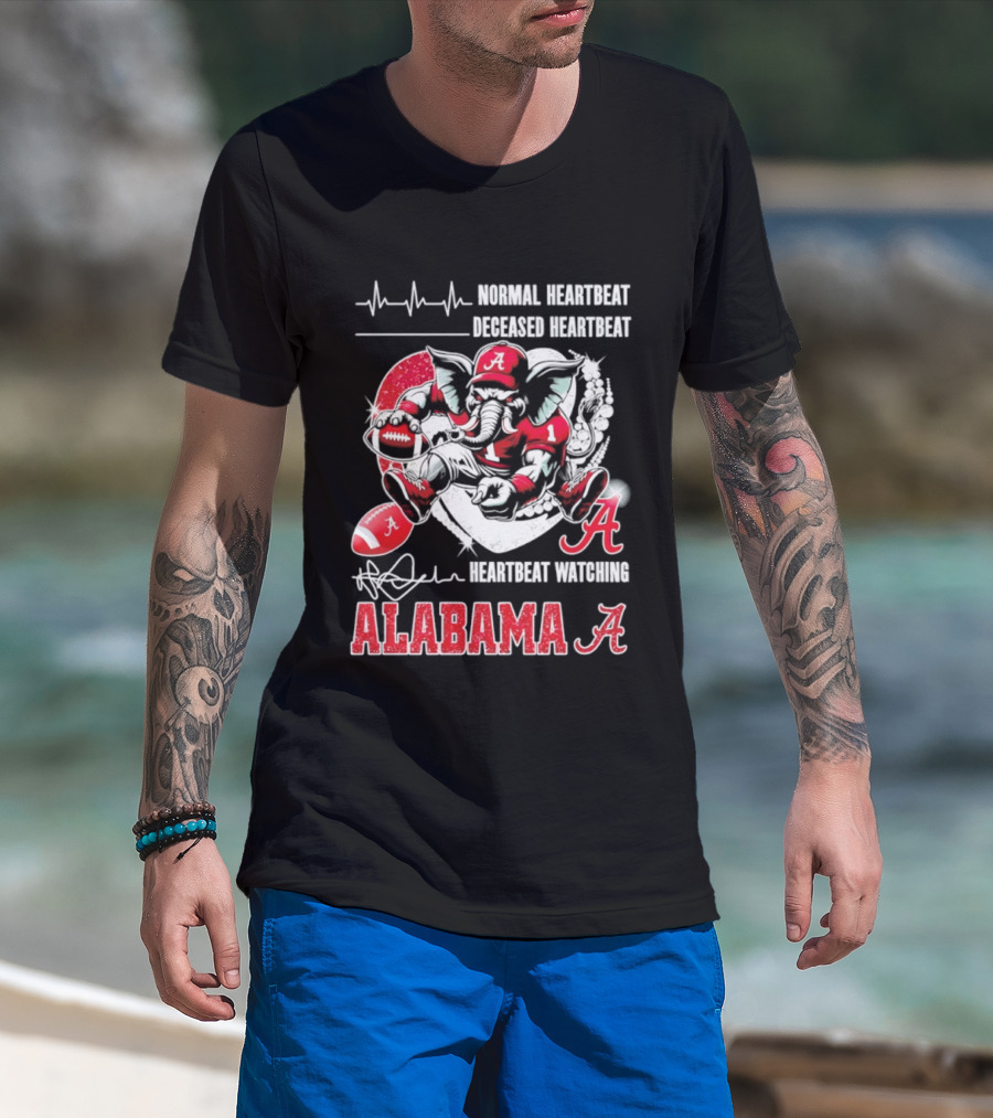 Alabama Crimson Tide Heartbeat Ing Football Fan Spirit T-Shirt
