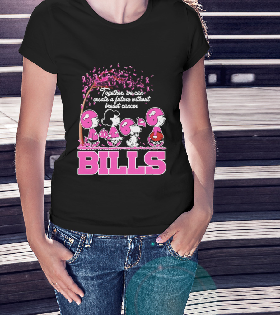 Peanuts Buffalo Bills Together We Can Create A Future Without Breast Cancer T-Shirt