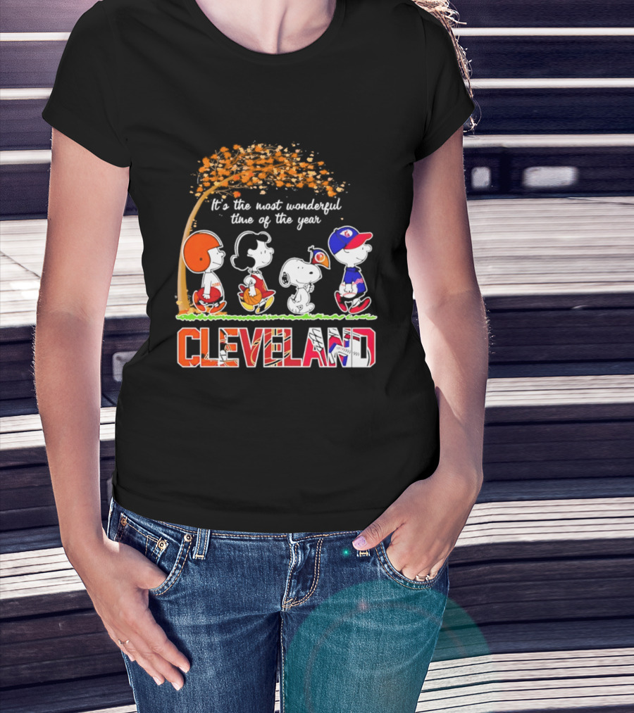 Peanuts Cleveland Sports Most Wonderful Time Of The Year T-Shirt
