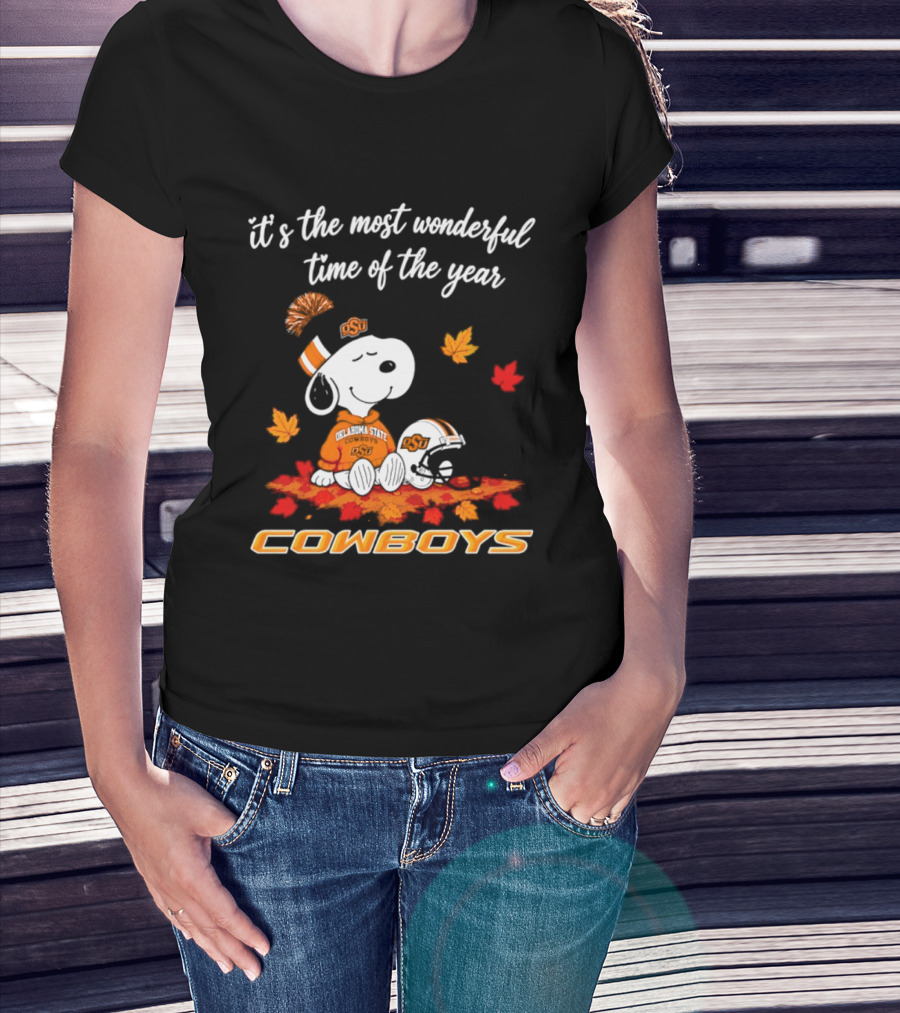 Snoopy Oklahoma State Cowboys It's The Most Wonderful Time Of The Year Halloween 2026 T-Shirt