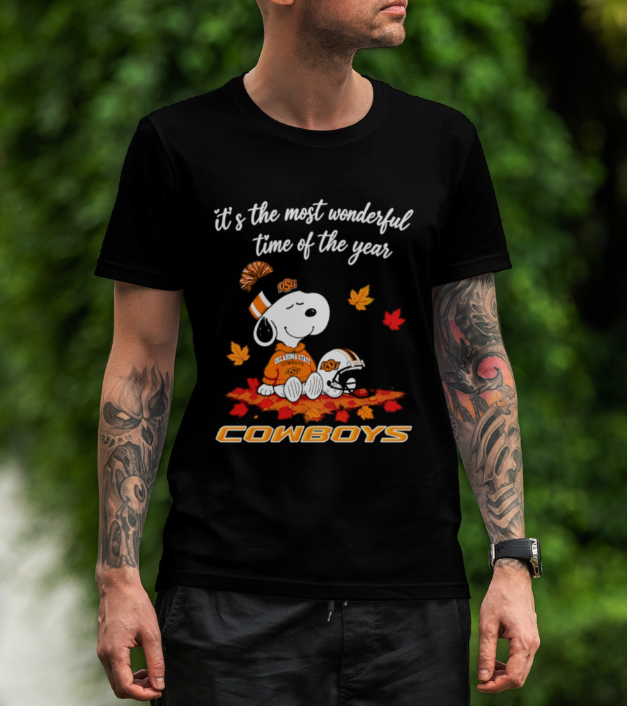 Snoopy Oklahoma State Cowboys It's The Most Wonderful Time Of The Year Halloween 2026 T-Shirt