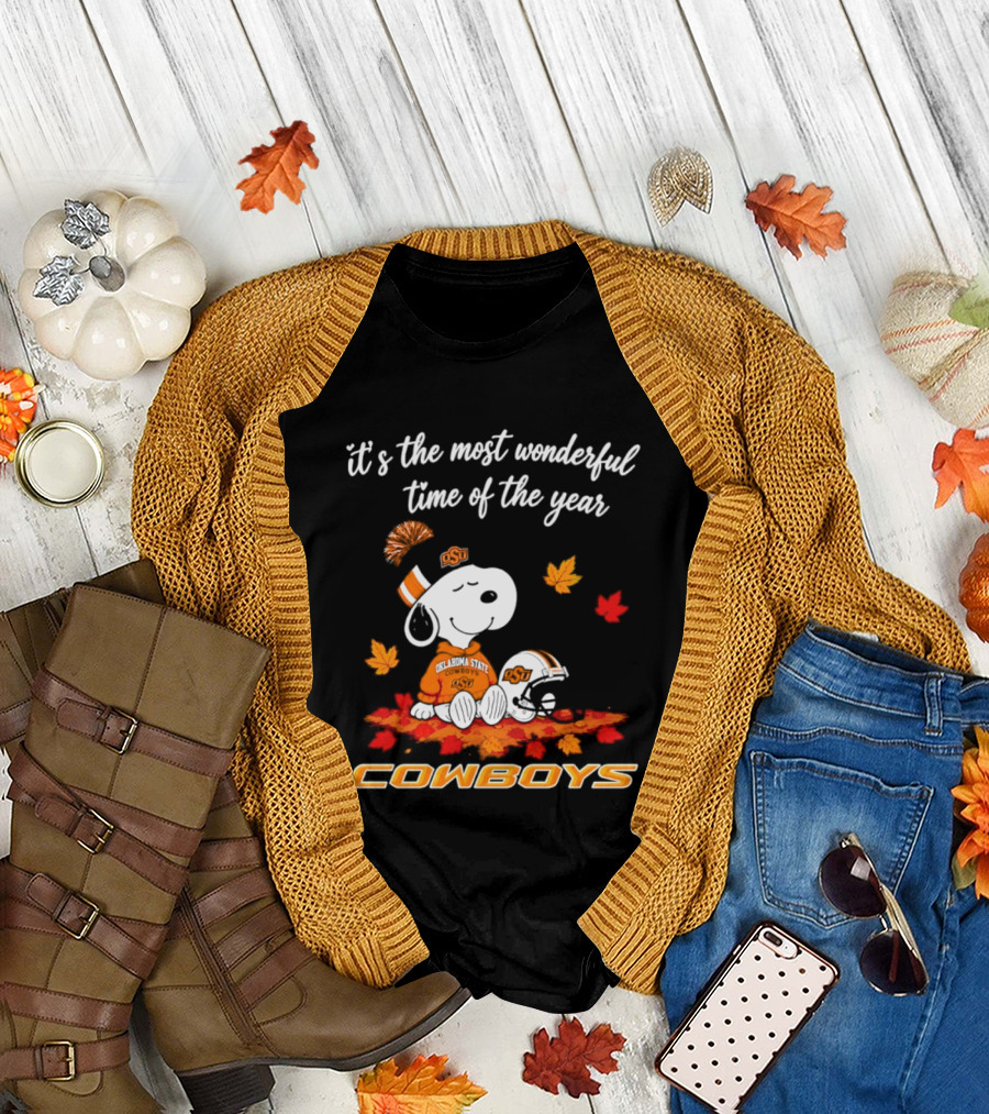 Snoopy Oklahoma State Cowboys It's The Most Wonderful Time Of The Year Halloween 2026 T-Shirt