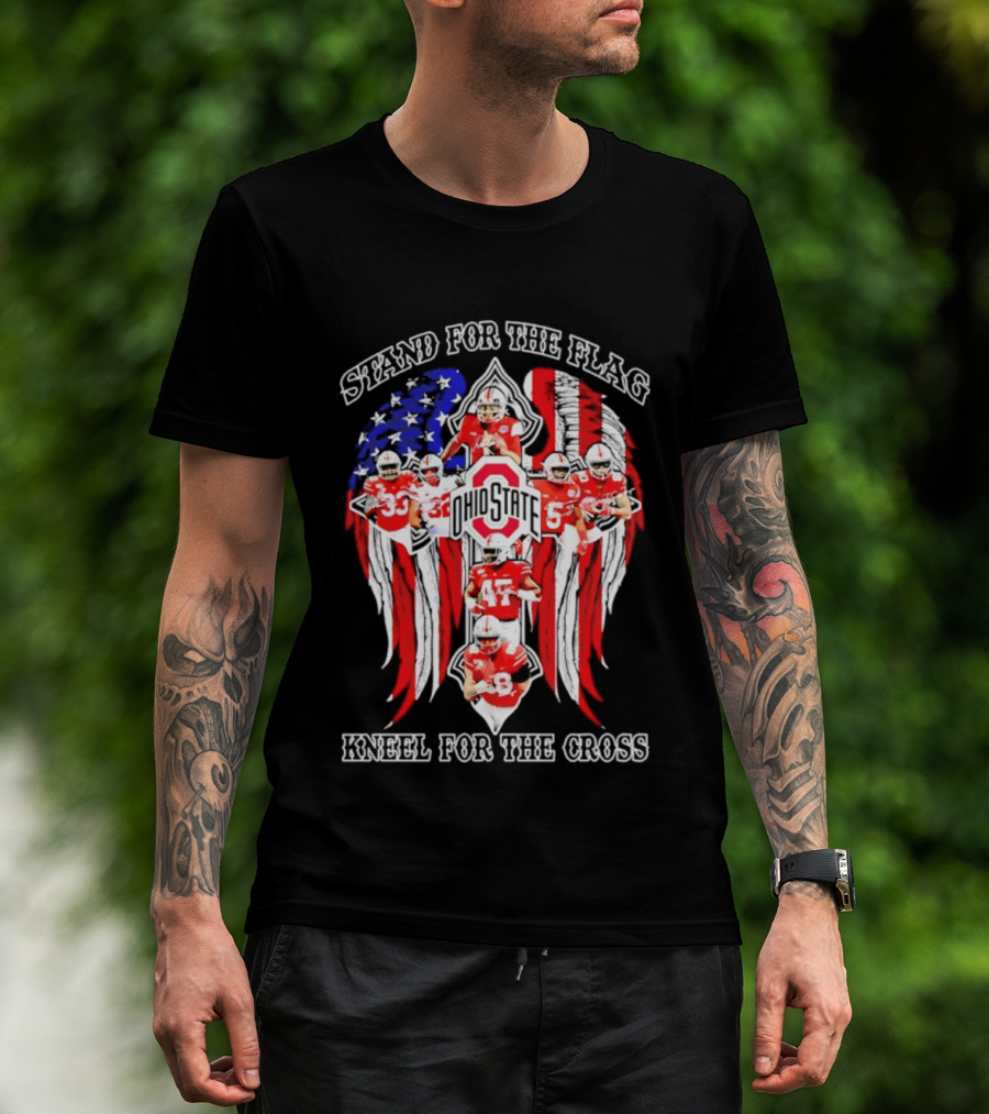 Stand For The Flag Kneel For The Cross Ohio State Buckeyes NCAA Football T-Shirt