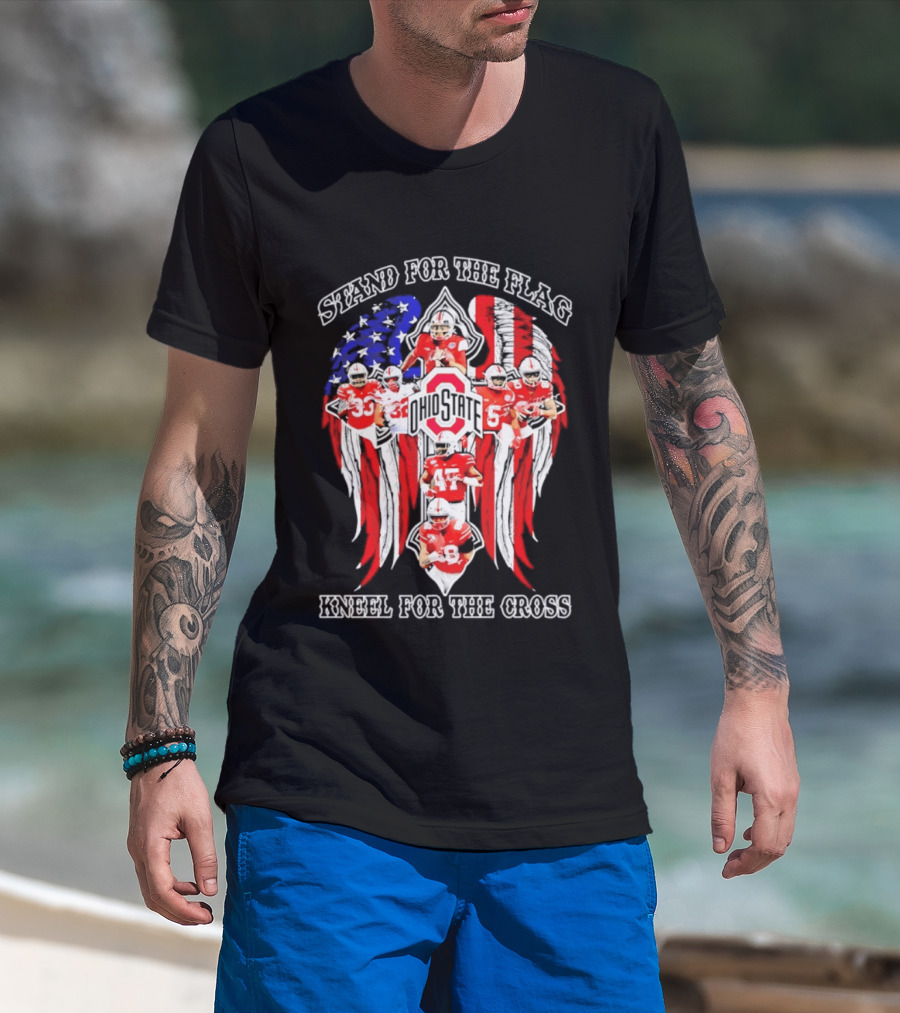 Stand For The Flag Kneel For The Cross Ohio State Buckeyes NCAA Football T-Shirt