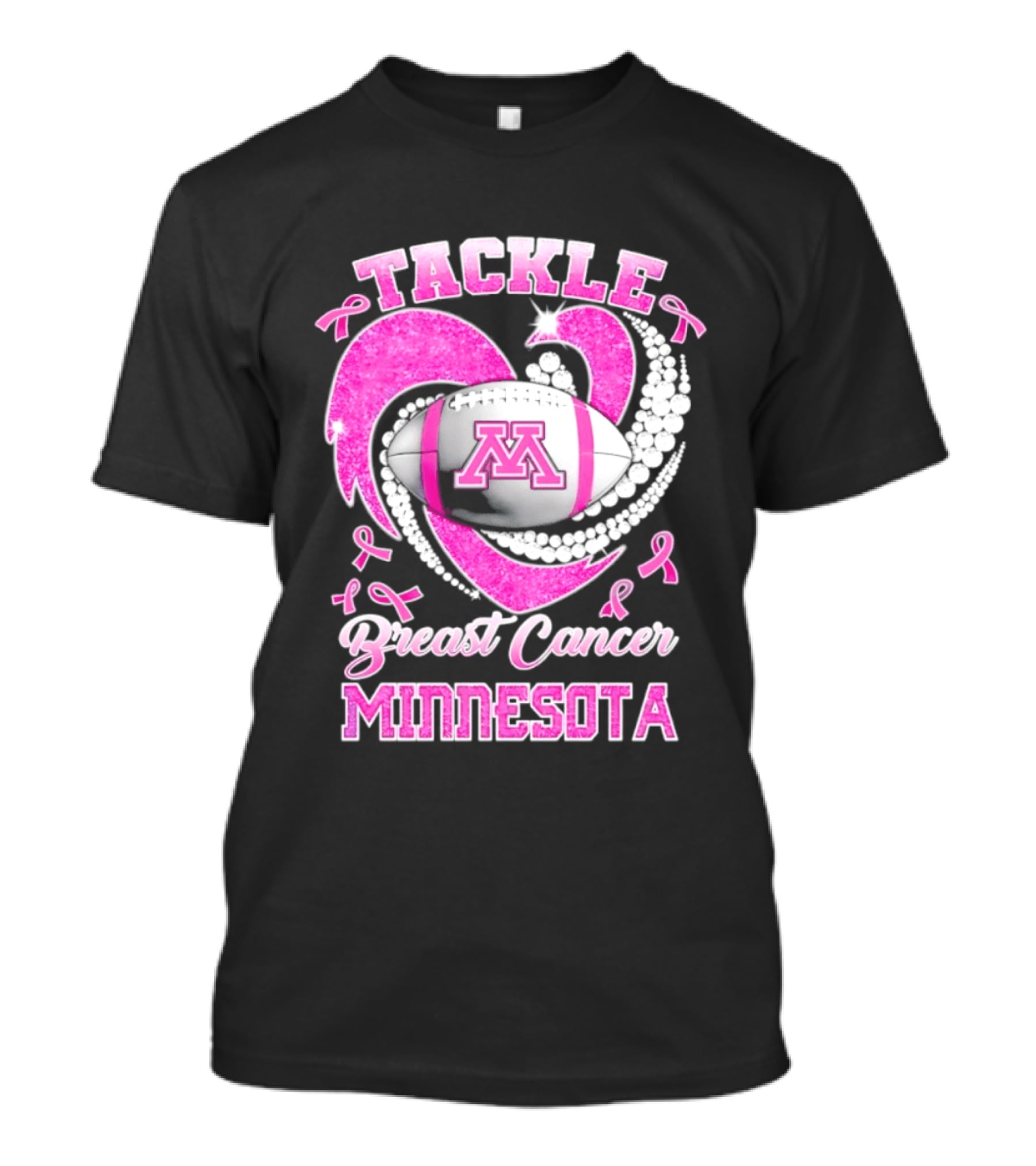 Pink Ribbon Tackle Breast Cancer Minnesota Football T-Shirt