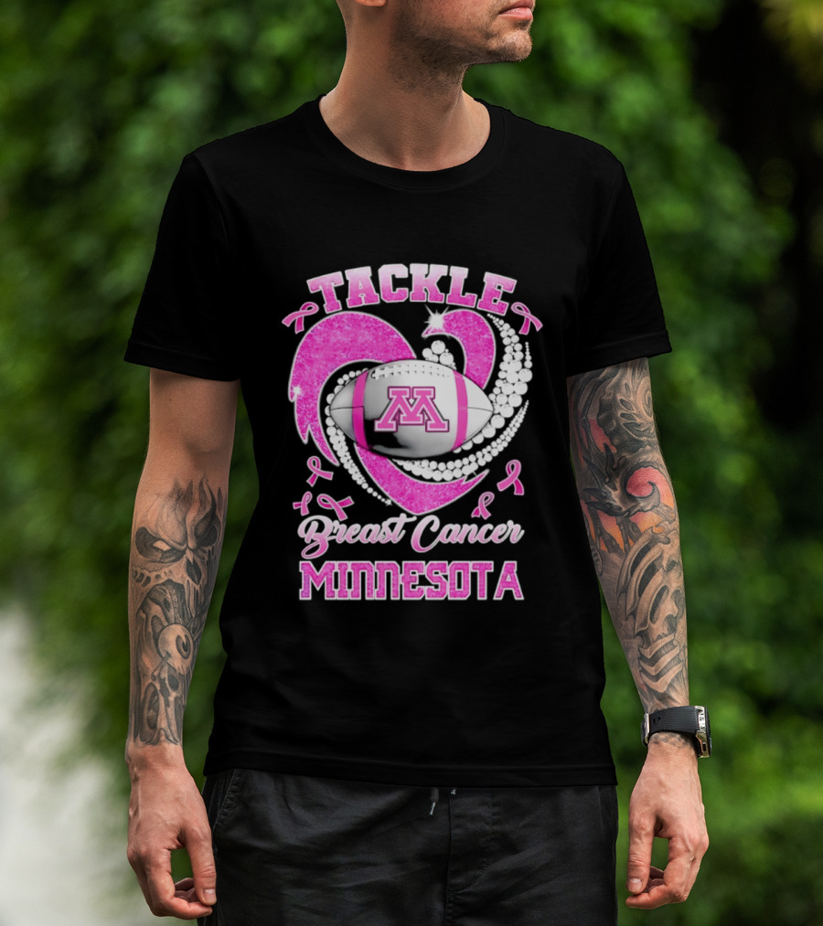 Pink Ribbon Tackle Breast Cancer Minnesota Football T-Shirt