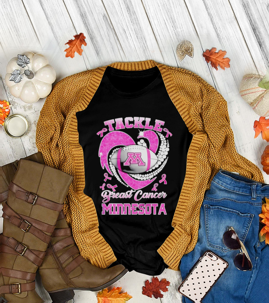 Pink Ribbon Tackle Breast Cancer Minnesota Football T-Shirt
