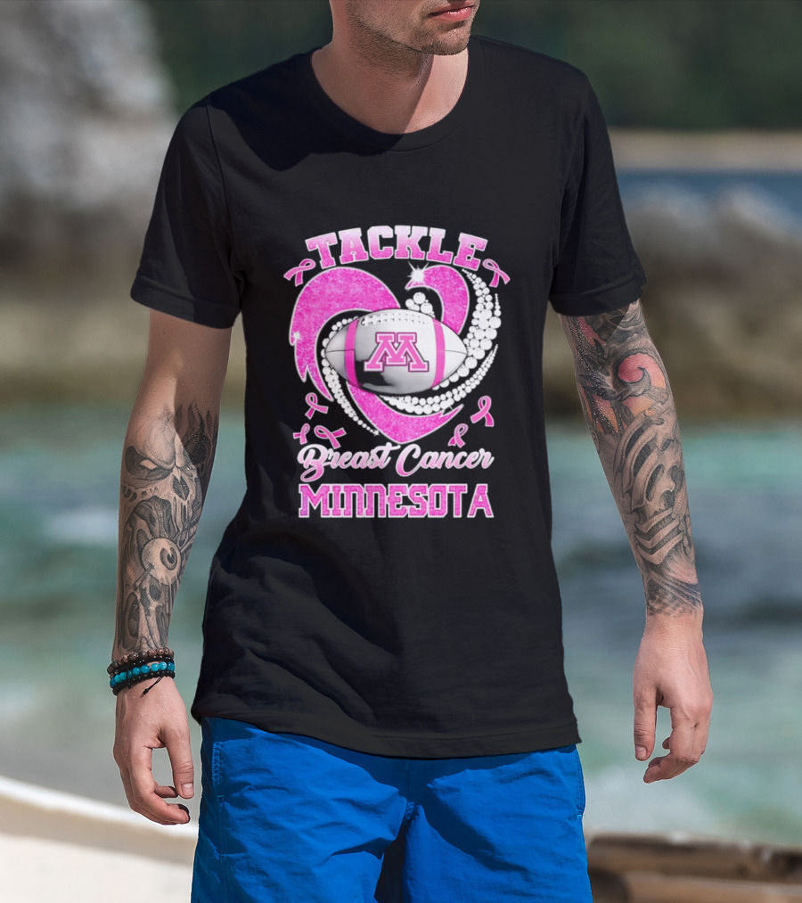 Pink Ribbon Tackle Breast Cancer Minnesota Football T-Shirt