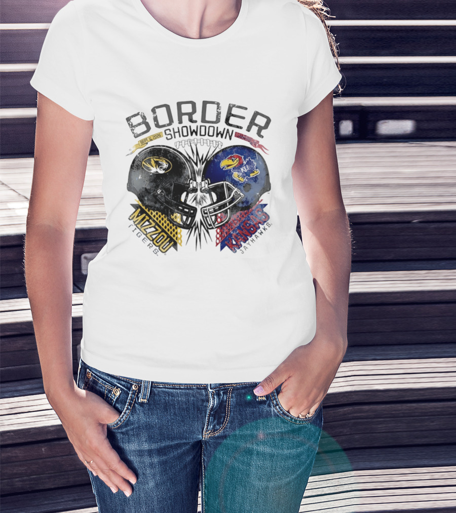 Kansas Jayhawks Missouri Tigers NCAA Border Showdown 2026 Helmet Matchup September 12 T-Shirt