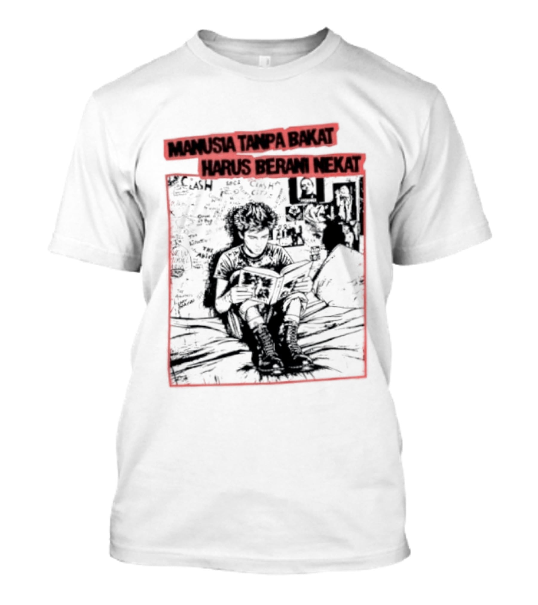 Manusia Tanpa Bakat Harus Berani Nekat Punk Collage T-Shirt