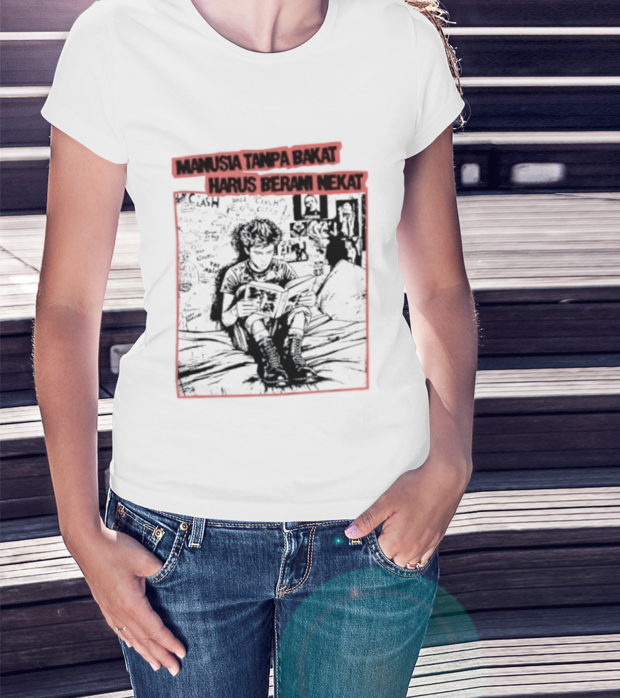 Manusia Tanpa Bakat Harus Berani Nekat Punk Collage T-Shirt