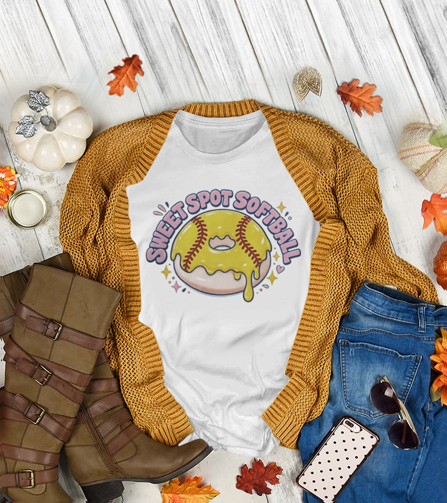 Sweet Spot Softball Donut Yellow Dripping Icing T-Shirt