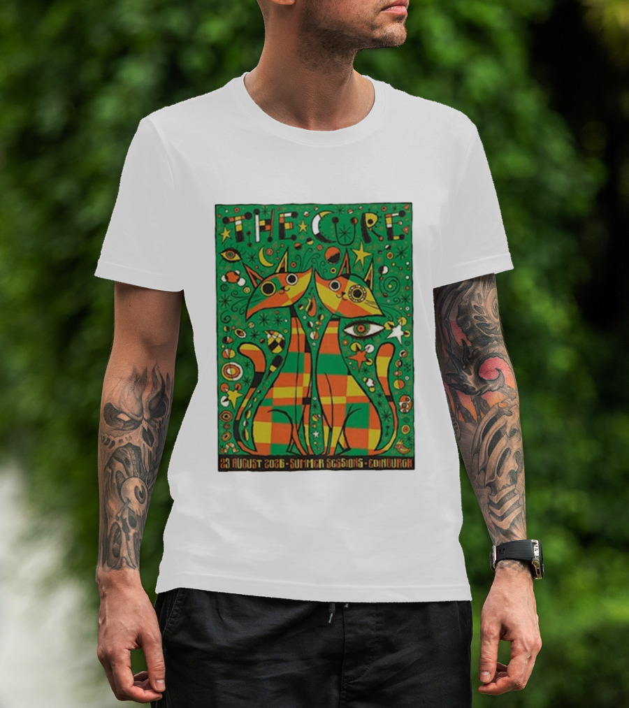 The Cure Summer Sessions Edinburgh August 2026 Two Cats Psychedelic T-Shirt